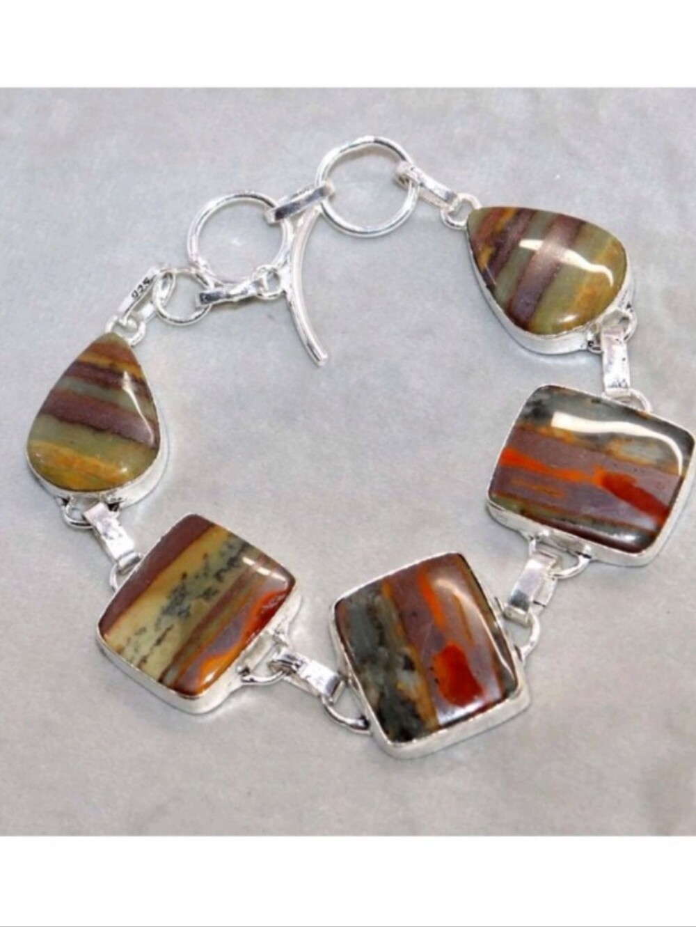 Cherry Creek Jasper Gemstone Jewelry 925 Sterling Silver Handmade Bracelet